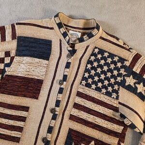 Sugar Street Weavers American Flag Tapestry Jacket Stars Stripes One Size USA
